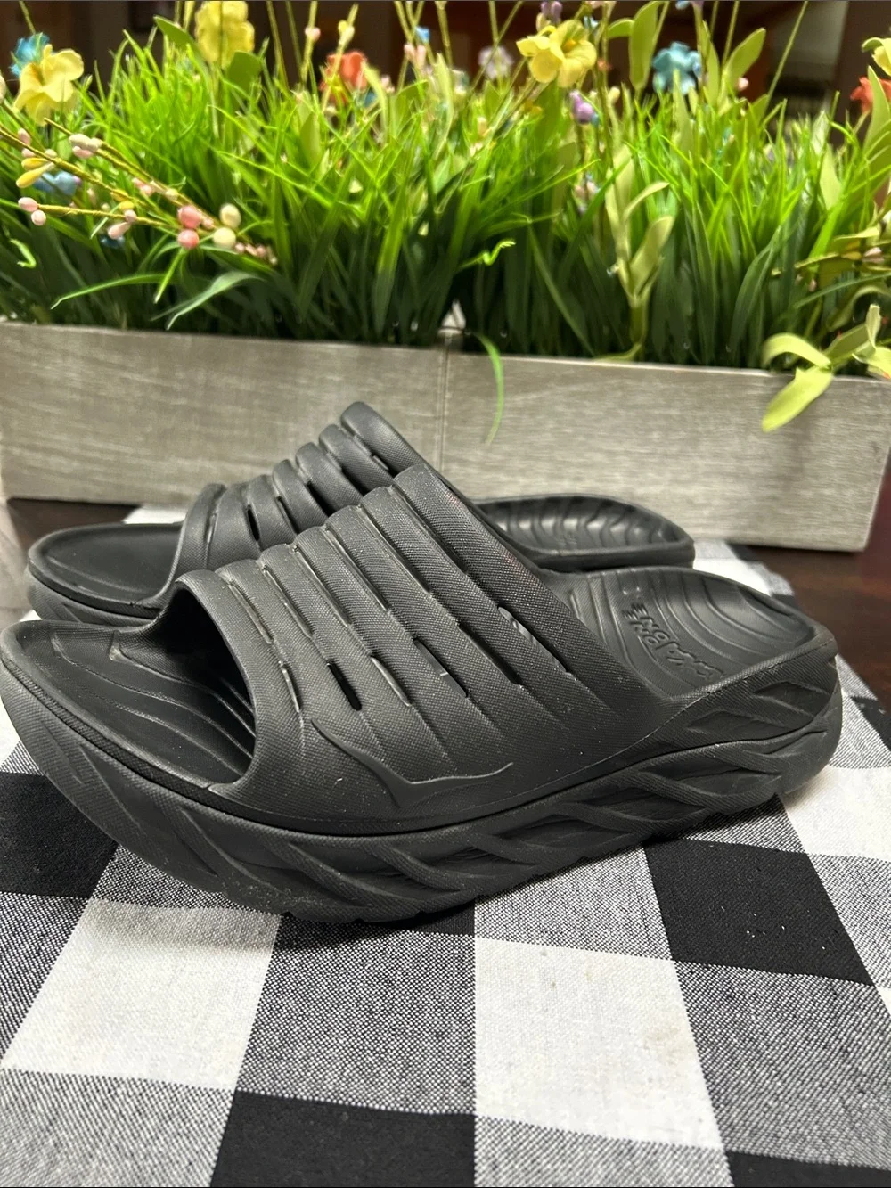 Hoka One One Black Slide Sandals